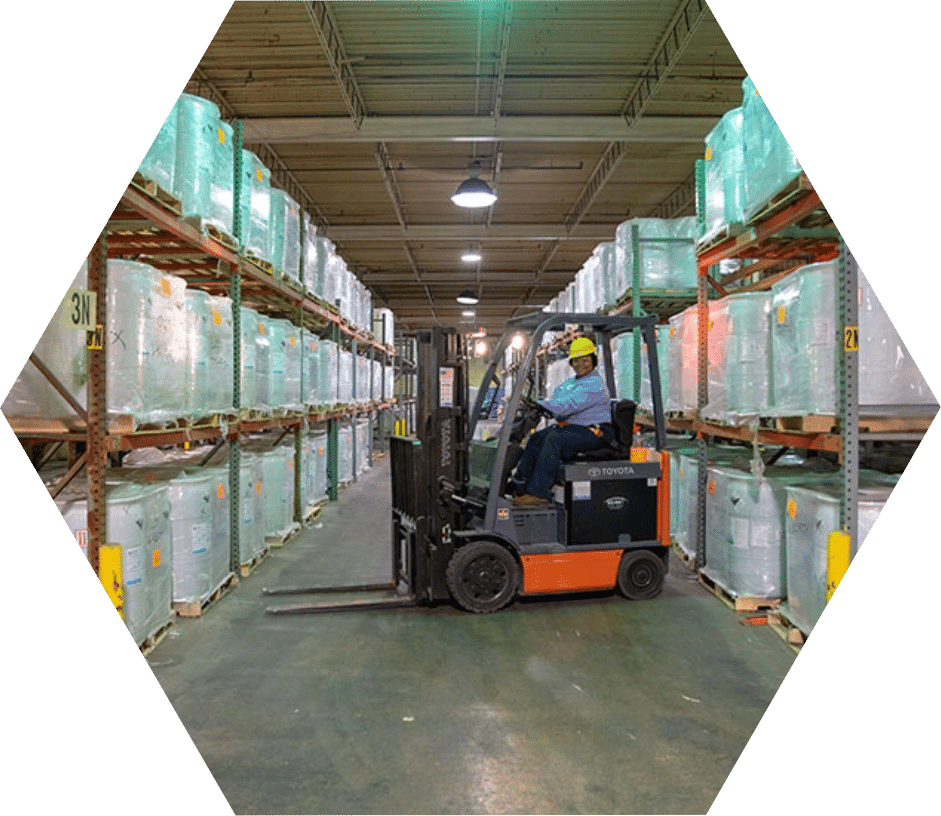 Forklift in a Warehouse